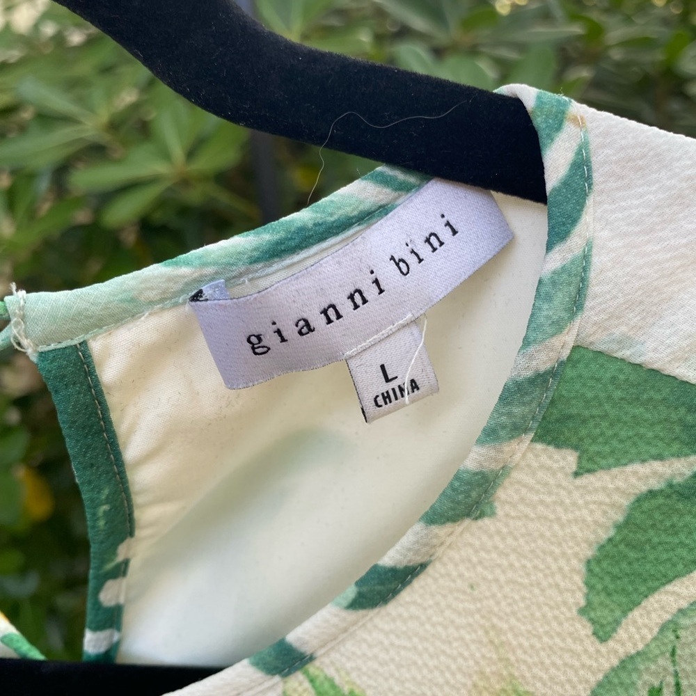 Gianni Bini White Mini Dress with Green & Tan Leaf Print - Picture 11 of 11